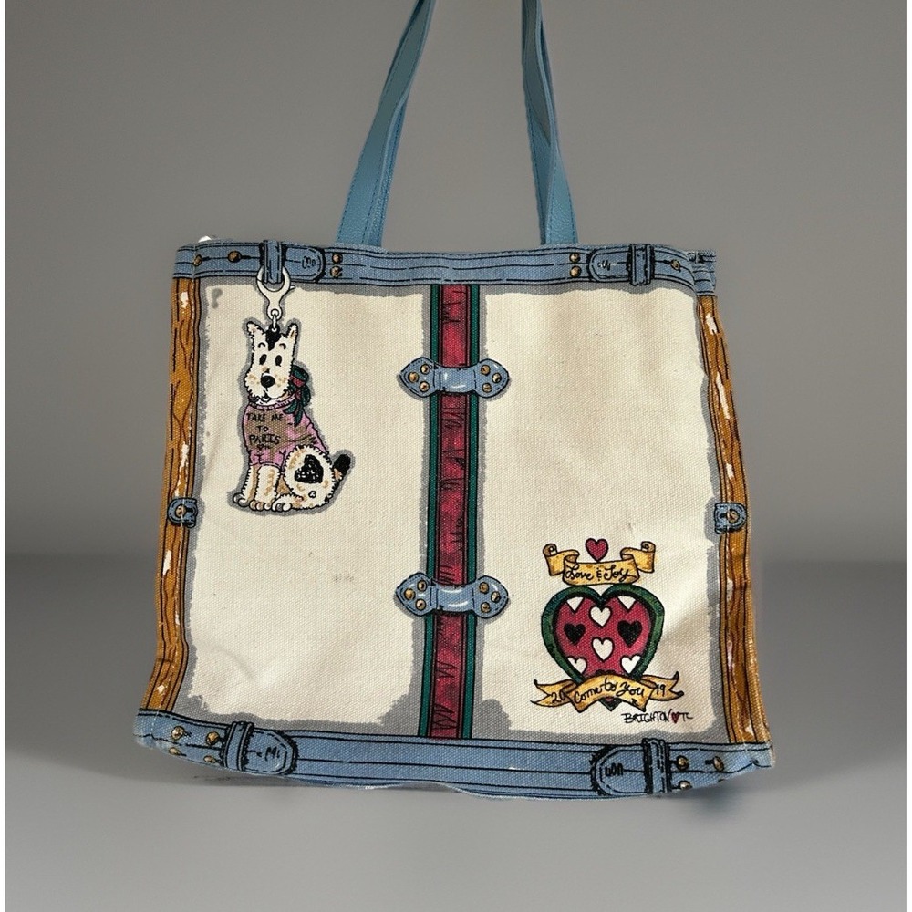 Brighton "In Love We Trust" Love Hearts Scottie Dog 2019 Canvas Tote Bag Shopper